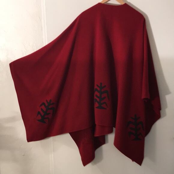 Tammy Beauvais Mohawk Nation Red Cashmere Wool Cape. OS - Picture 2 of 10